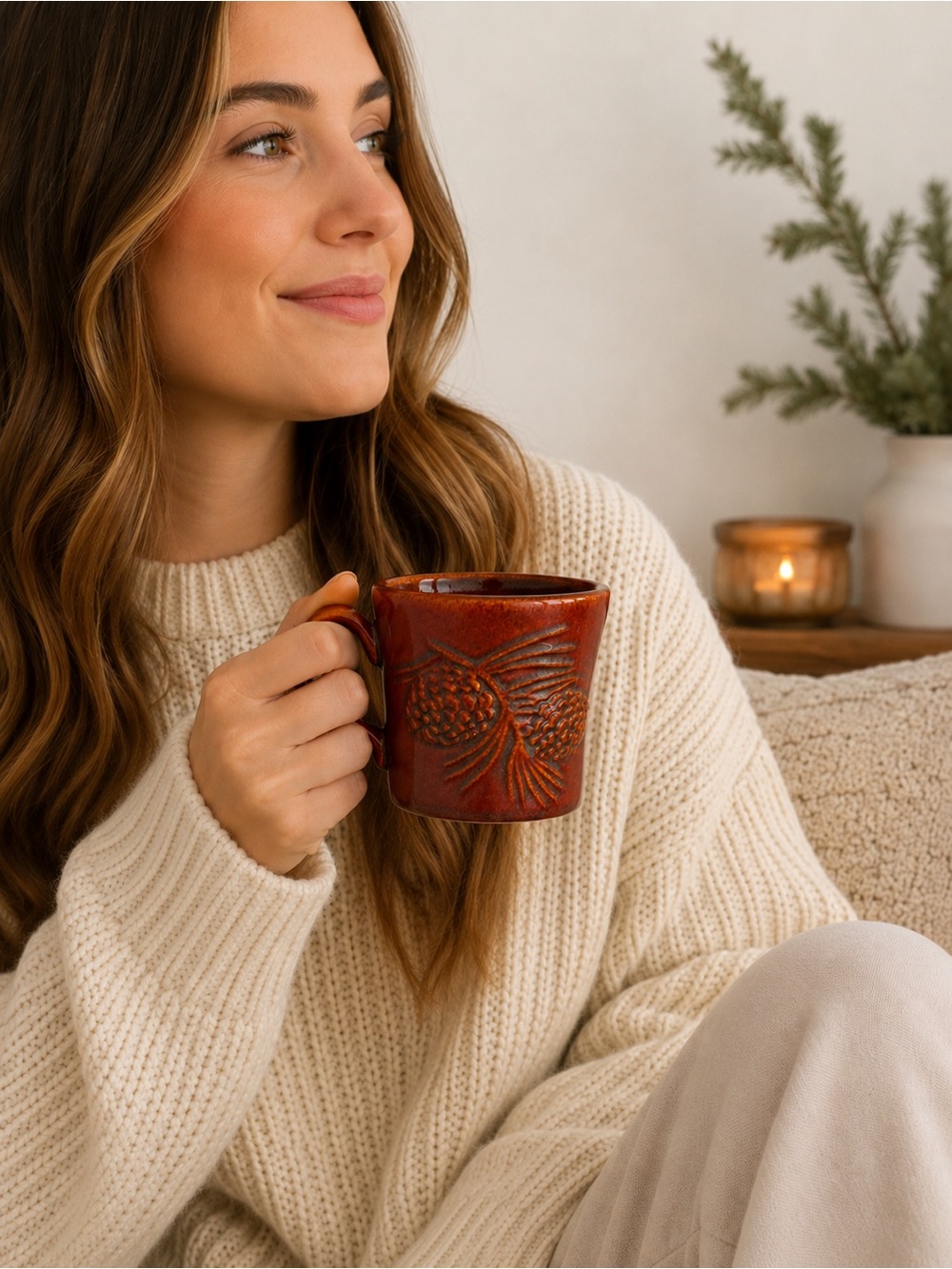 Handmade Red Ceramic Pinecone Mug